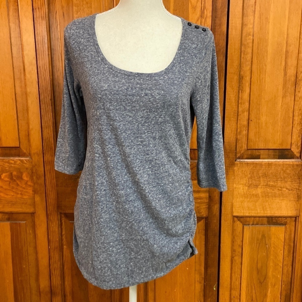 Oh Baby Motherhood 3/4 Length Sleeve Scoop Neck Ruched Maternity Tee